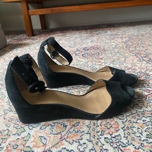 J.crew Black Wedge Sandals